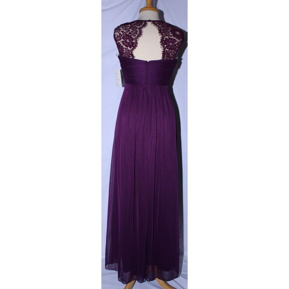 Juno #8098 Chiffon & Lace Bridesmaid or Mother of Bride Dress-Size M-PLUM-NWT - Picture 2 of 5